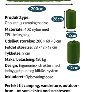Stort liggeunderlag med indbygget pumpe <br><b>Slidstærk og super komfortabel <br> NY LAV PRIS!</b>